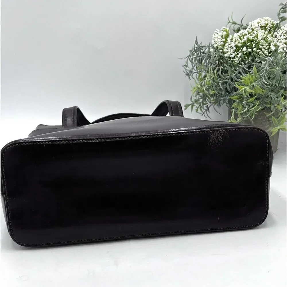Longchamp Vintage Women's Brown‎ Leather Purple Lining Top Handle Shoulder Bag